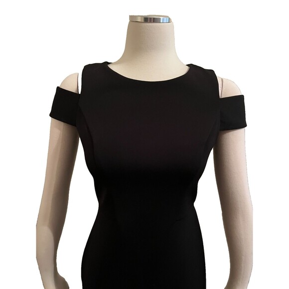 Vince Camuto 2 Dress Black Formal Black Tie Fitted Knee Cap Sleeves - Picture 3 of 7